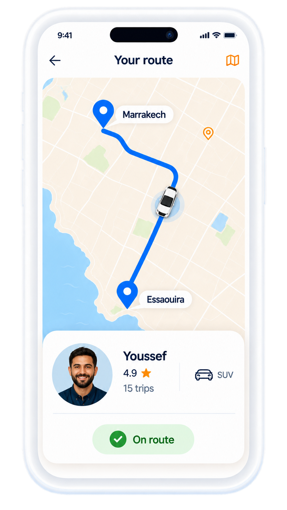 Tourist route app preview